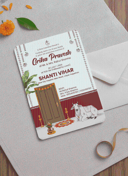 thumbnail Griha Pravesh Ceremony Invitation Card PSD Template